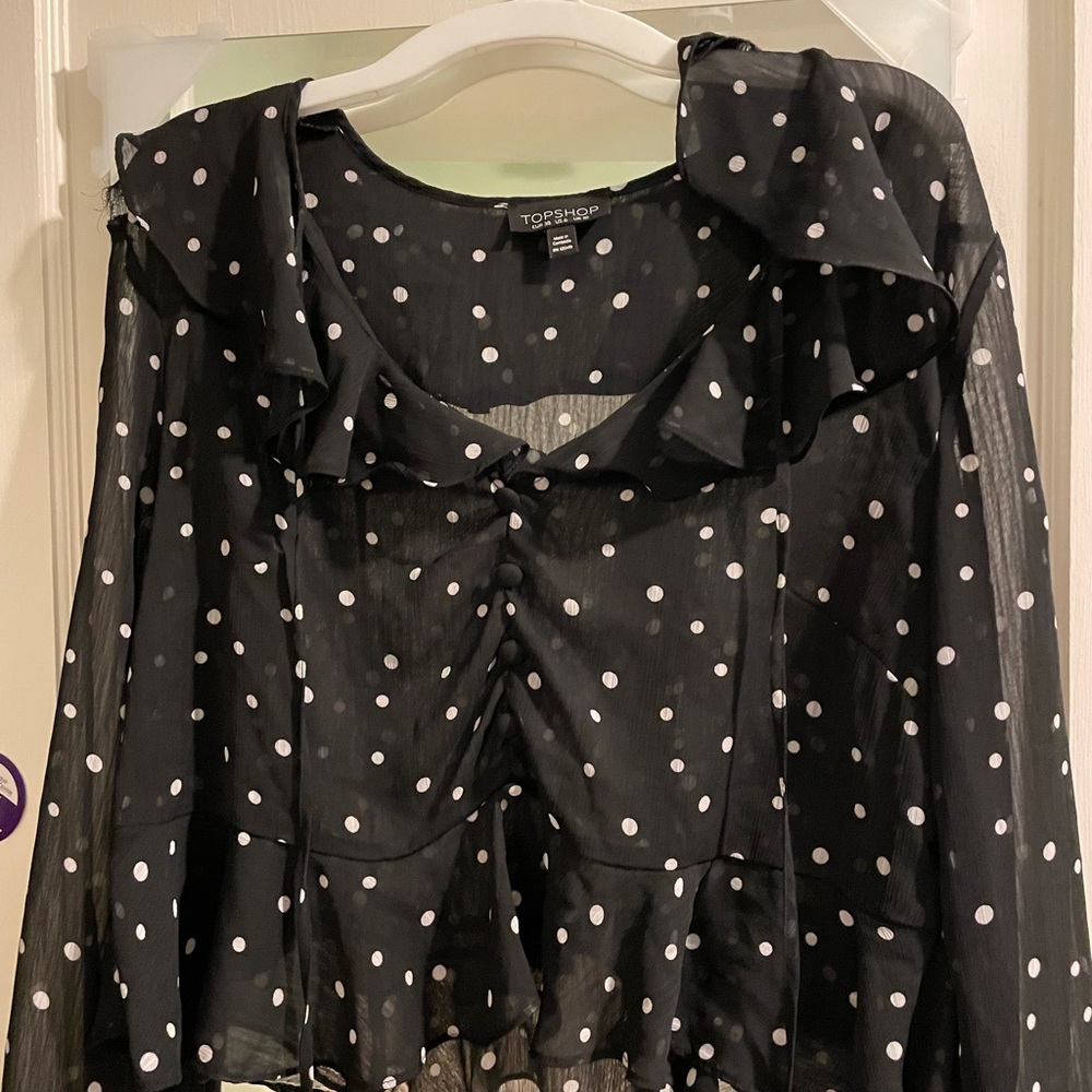 TOPSHOP Sheer Polka Dot Blouse!